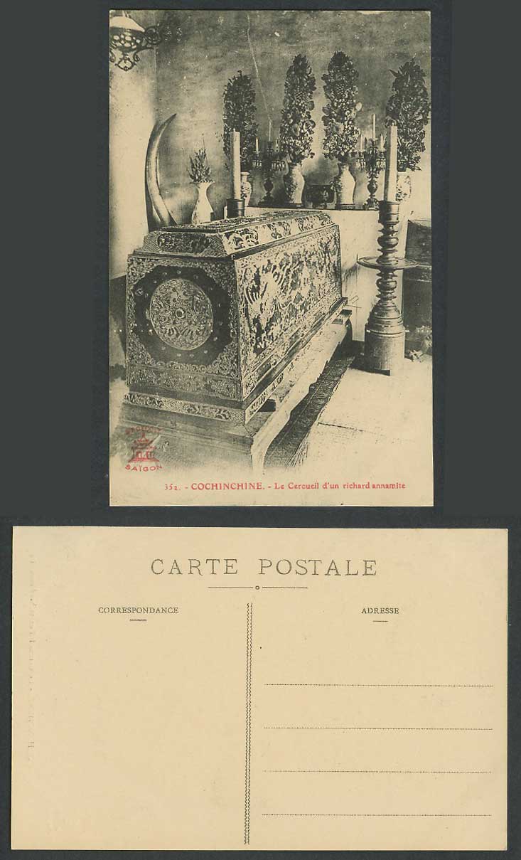 Indo-China Old Postcard Cochinchine Coffin Cercueil d'un richard annamite, Annam