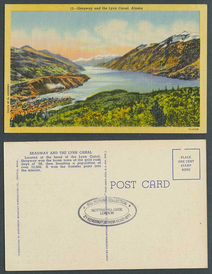 USA Alaska Old Postcard Skagway and the Lynn Canal Head, Gold Rush Boom Town '98