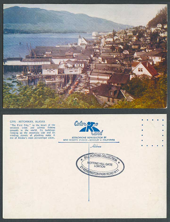 USA Alaska Old Postcard KETCHIKAN First City, Fishing Boats Harbour Street Scene