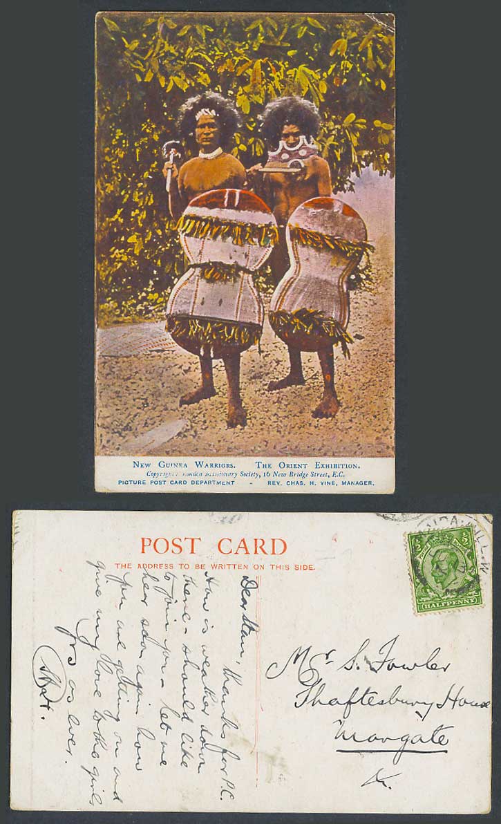New Guinea Warriors The Orient Exhibition, Shields 1912 Old Postcard Ethnic Life