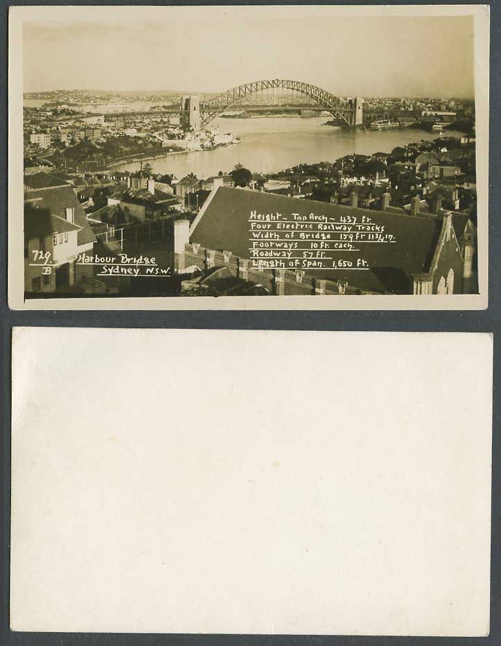 Australia Old Real Photo Postcard Sydney Harbour Bridge N.S.W., 4 Railway Tracks