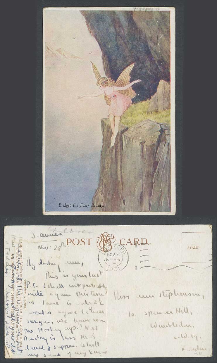 IR&G OUTHWAITE 1931 Old Postcard Bridget The Fairy Beauty Little Fairy Sister 75