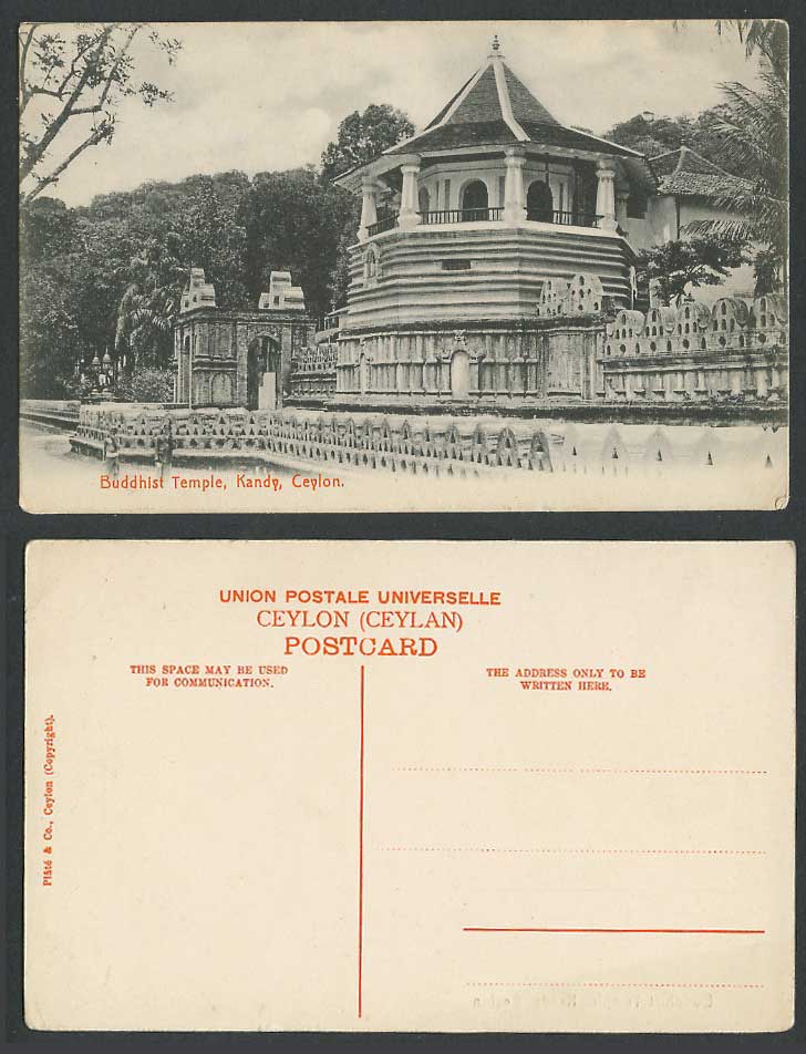 Ceylon Old Postcard Buddhist Temple of The Holy Tooth Kandy Sri Lanka Plate & Co