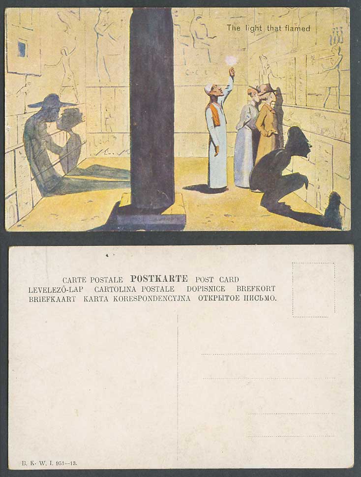Egypt Comic Humour Old Postcard The Light That Flamed, Temple Ruins, Shadow Kiss