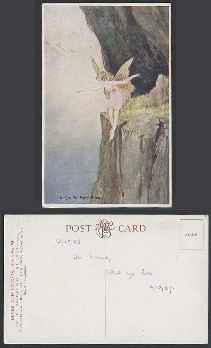 IR&G OUTHWAITE 1927 Old Postcard Bridget The Fairy Beauty Little Sister Elves 75