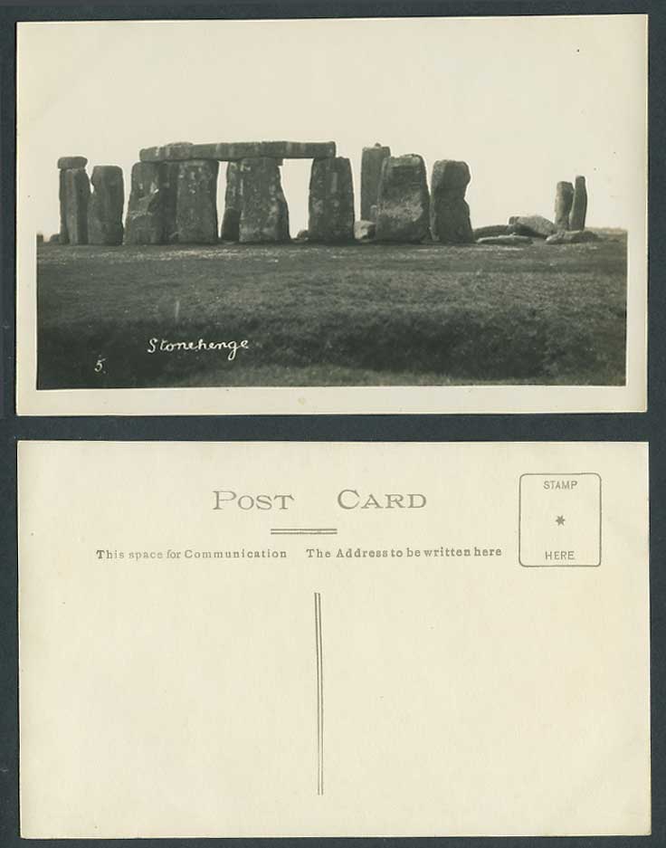 Stonehenge Stones Rocks Wiltshire No. 5 General View Old Real Photo Postcard