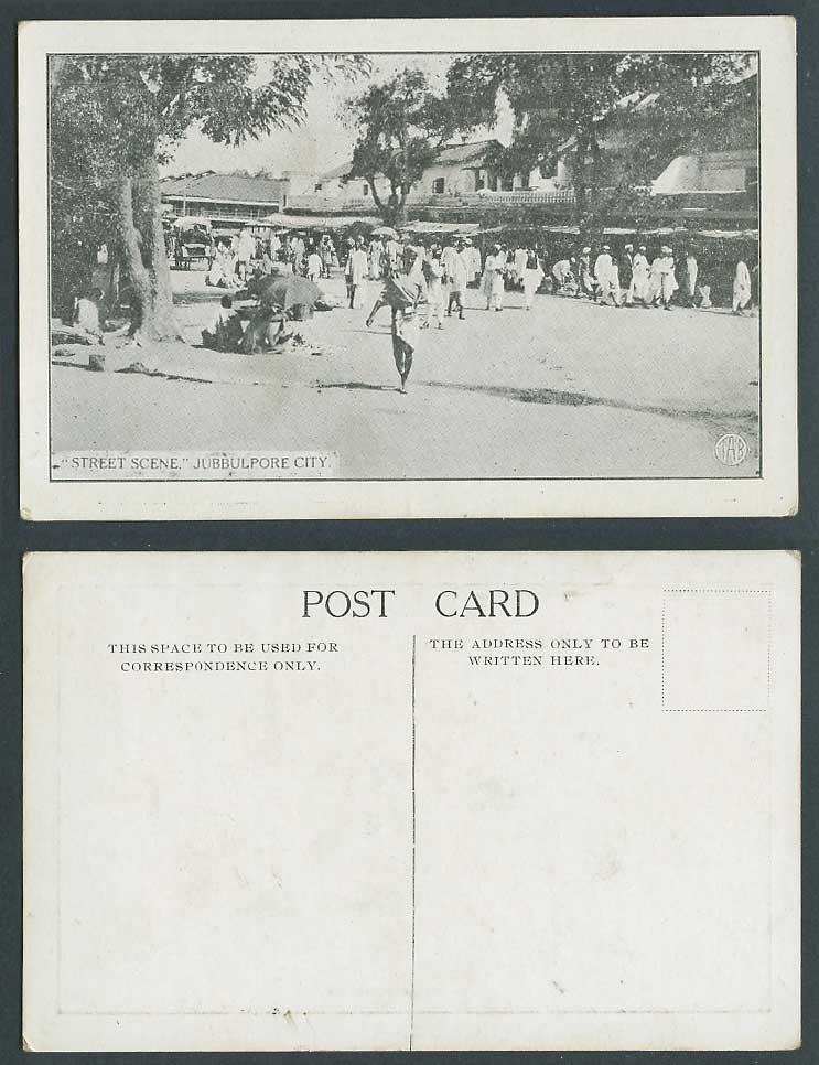 India Old Postcard Jubbulpore City Native Street Scene Ethnic Life British India