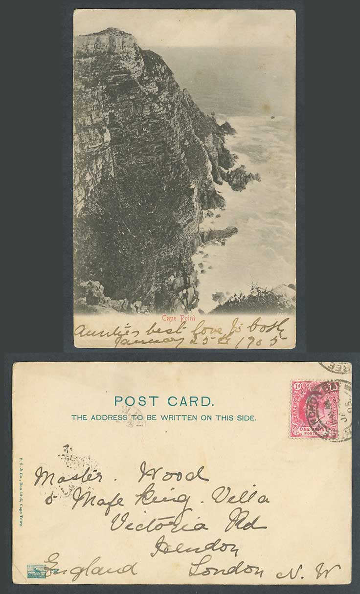 South Africa KE7 1d 1905 Old Postcard The Saddle Cape Point Rock Cliff Cape Town