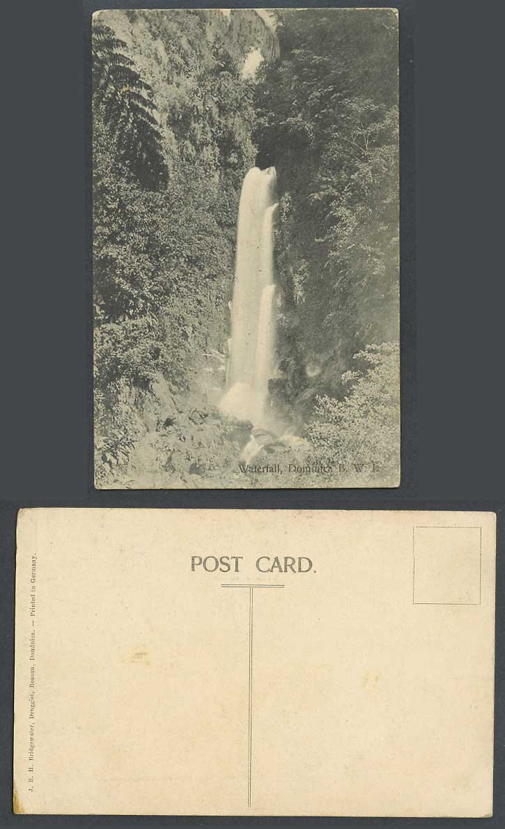 Dominica, Waterfall B.W. I. Old Postcard Water Fall, British West Indies J.R.H.