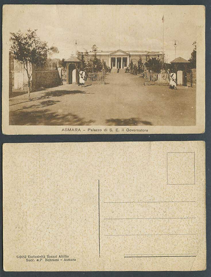 Eritrea Old Postcard Asmara Palazzo di S.E. il Governatore Governor Palace Guard