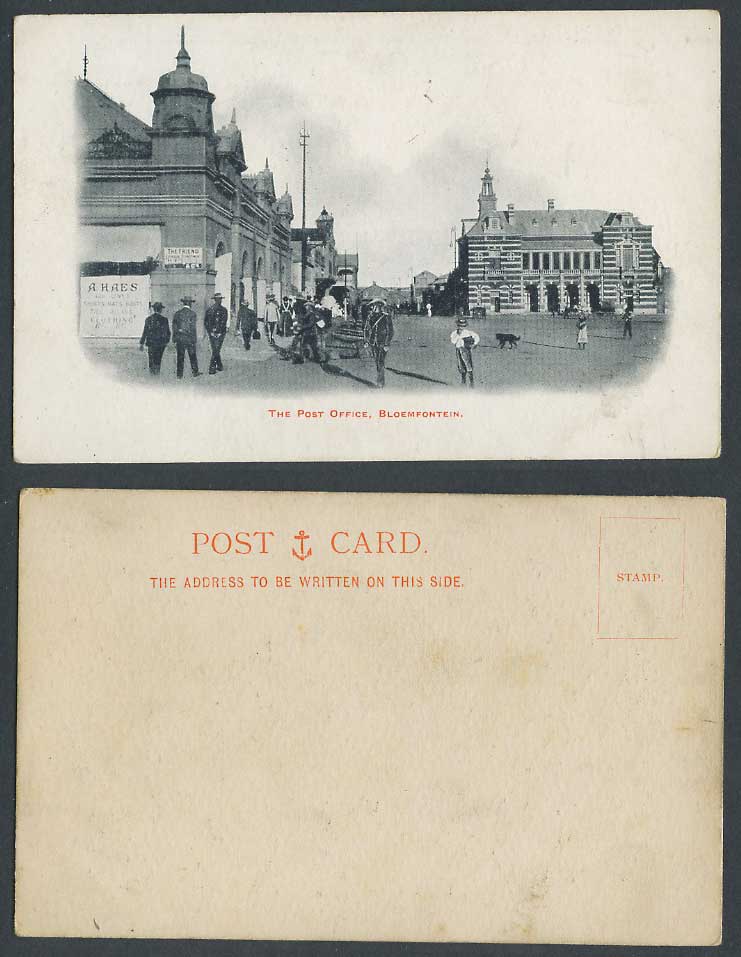 South Africa Bloemfontein, The Post Office Street Scene, A. Haes Old UB Postcard