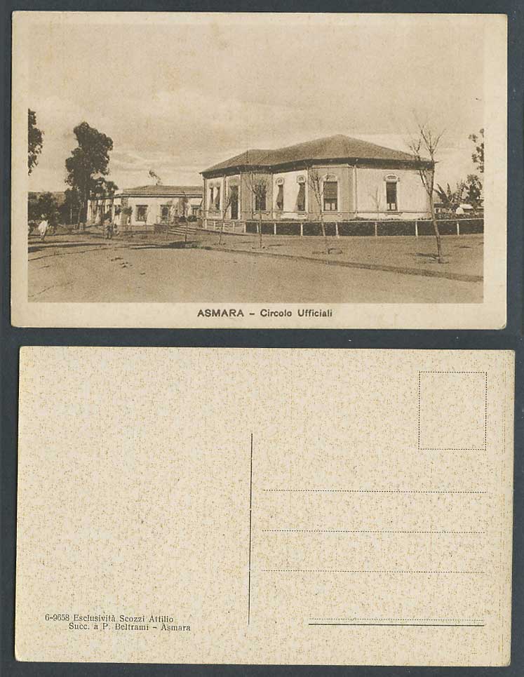 Eritrea Italian Old Postcard Asmara Circolo Ufficiali Club Officers Street Scene