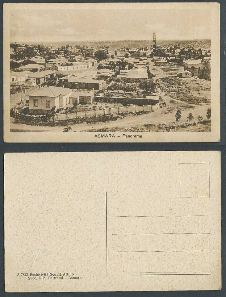 Eritrea Old Postcard Asmara Panorama Bell Tower Street Scene General View Asmera