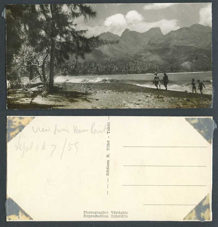 TAHITI View from Venus Point Mountain Sep 1959 Old Real Photo Postcard R. Tillet