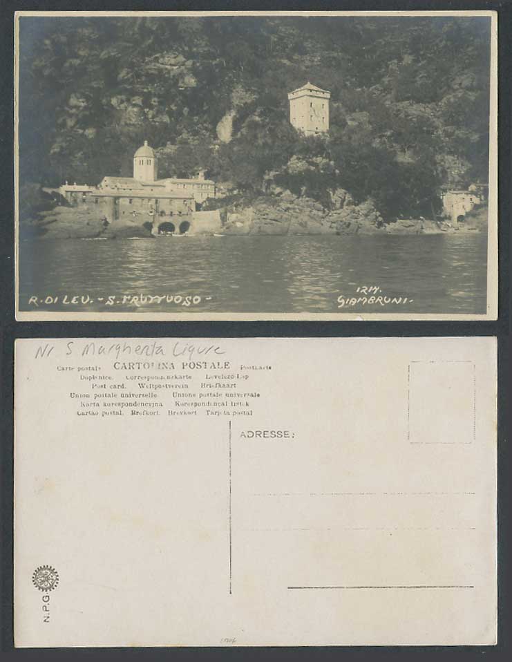 Italy Old Real Photo Postcard San Fruttuoso Abbey, Camogli, R. Di Leo. Giambruni