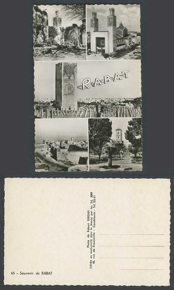 Morocco Old Real Photo Postcard Souvenir de Rabat Multiview Oudayas Panorama etc