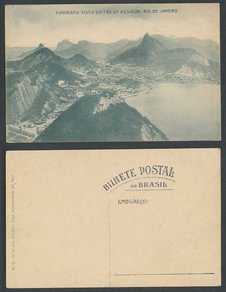 Brazil Old Postcard Rio de Janeiro Panorama Visto do Pao de Assucar General View