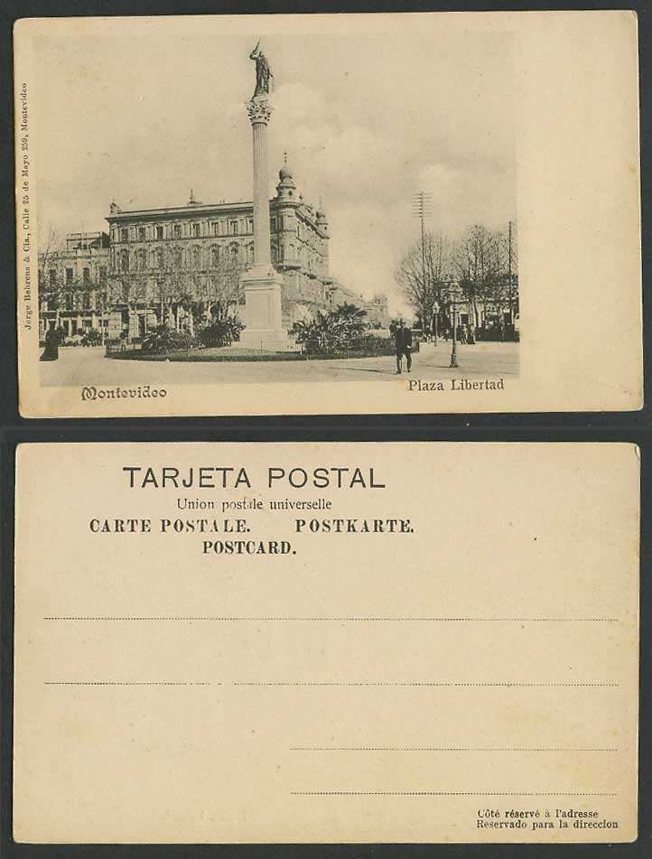Uruguay Montevideo Old UB Postcard Plaza Libertad, Square Garden Monument Street