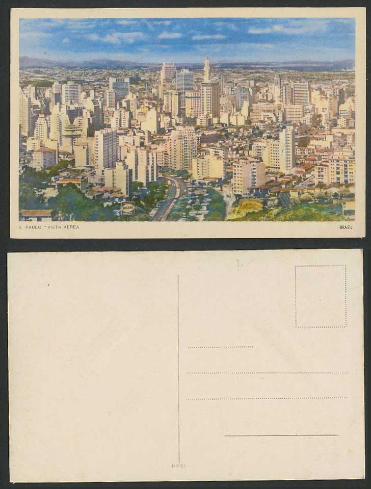 Brazil Brasil, Sao S. Paulo, Vista Aerea Aerial View, Street Scene Old Postcard