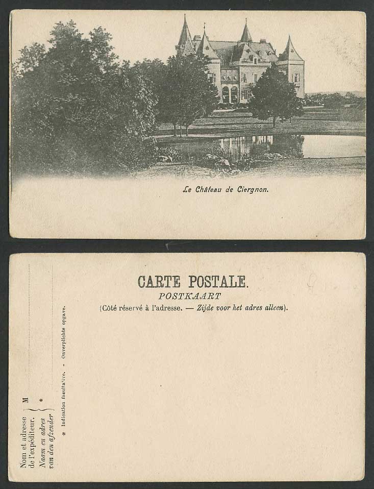 Belgium Old Postcard Le Chateau de Ciergnon Castle, Belgian Royal Family, Namur
