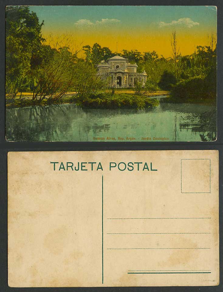 Argentina Buenos Aires Zoo Lake Jardin Zoologico Zoological Gardens Old Postcard