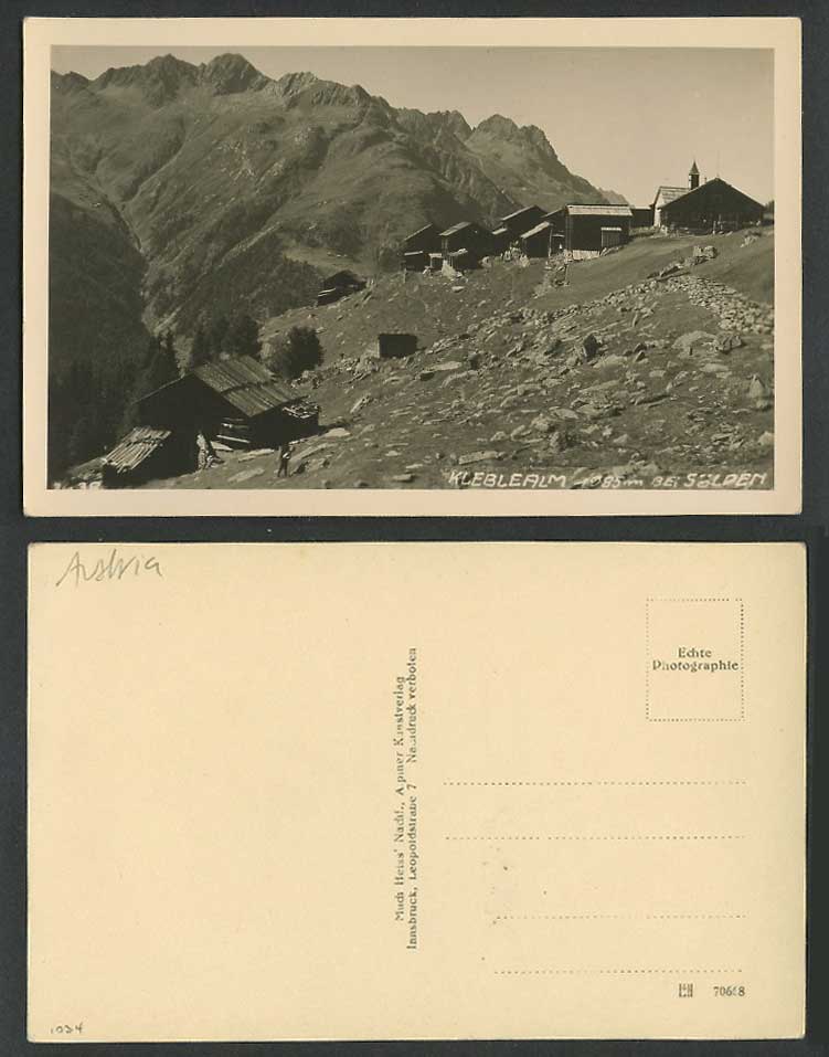 Austria Old Real Photo Postcard Kleblealm 1085m Bei Soelden Sölden Mountain Huts
