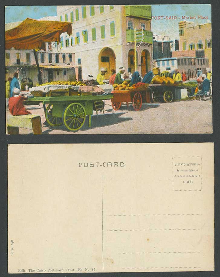 Egypt Old Colour Postcard Port Said Market Place Native Roadside Sellers Vendors