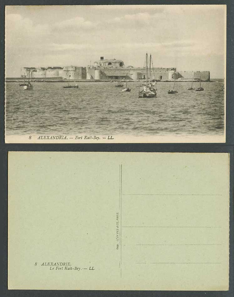 Egypt Old Postcard Alexandria Fort Kait Bey Fortress Boats & Panorama L.L. No. 8
