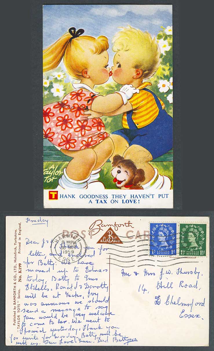 A Taylor Tot Old Postcard Thank Goodness They Haven't Put a Tax on Love Kiss Dog