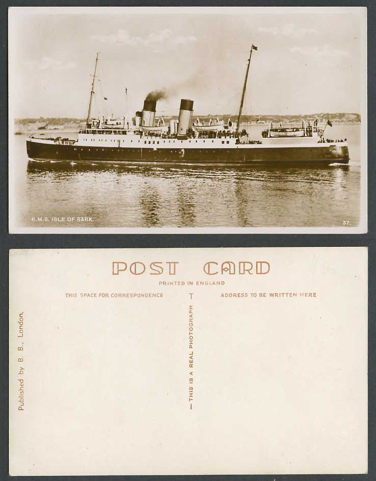 R.M.S. Isle of Sark Royal Mail Steamer Steam Ship Old Real Photo Postcard No. 37