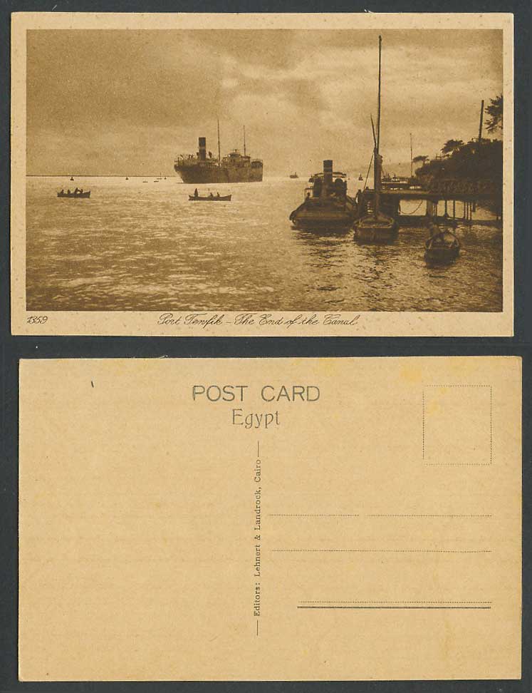 Egypt Old Postcard Port Tewfik The End of Suez Canal, Steamers Steam Ships Boats