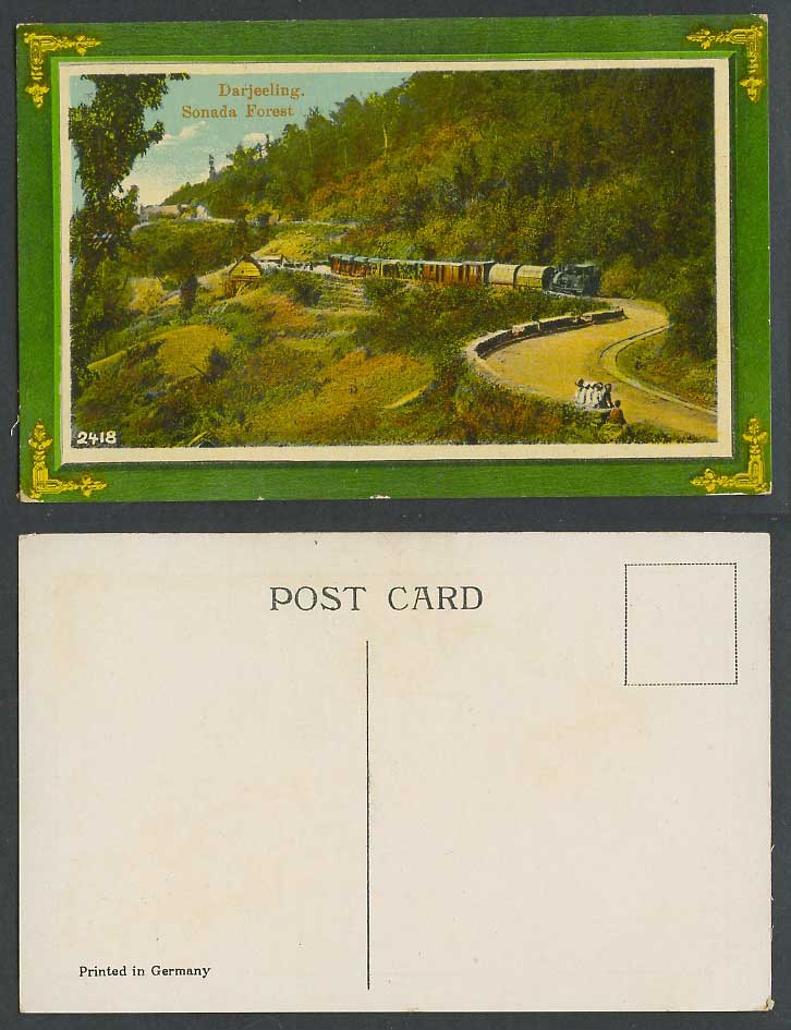India Old Colour Postcard Sonada Souada Forest Darjeeling Locomotive Train, Boys