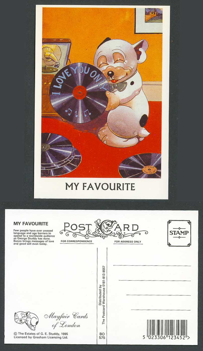 BONZO DOG G.E. Studdy Repro. Postcard My Favourite Record Player, Music LP BO575