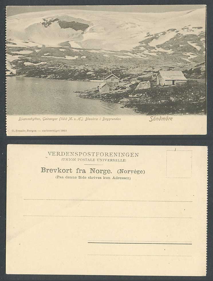 Norway Old UB Postcard Sondmore, Djupvashytten, Geiranger, Blaabroe i Baggrunden