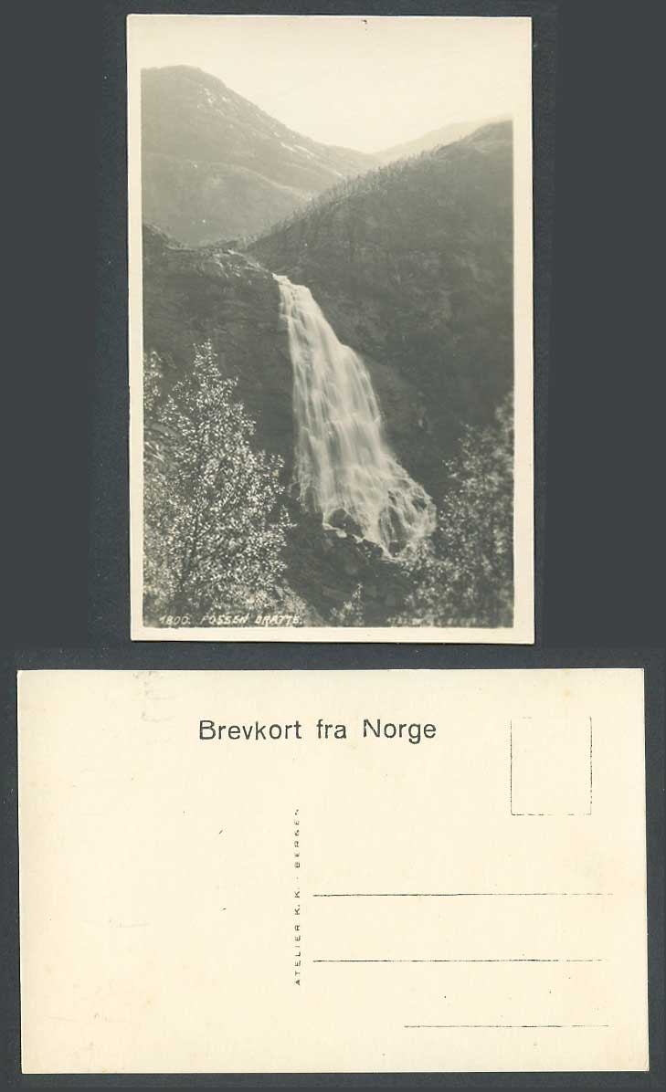 Norway Old Real Photo Postcard Fossen Bratte Waterfall Eikedalsfoss Brattefossen