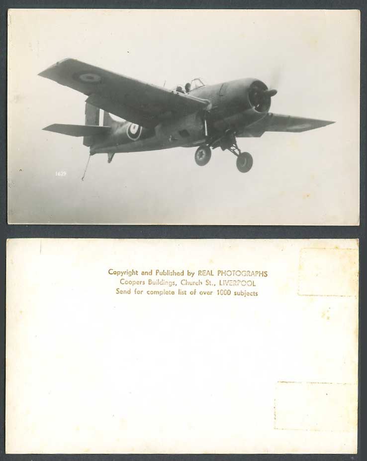 Grumman F4F Wildcat US fighter by British Fleet Air Arm FAA Martlet Old Postcard