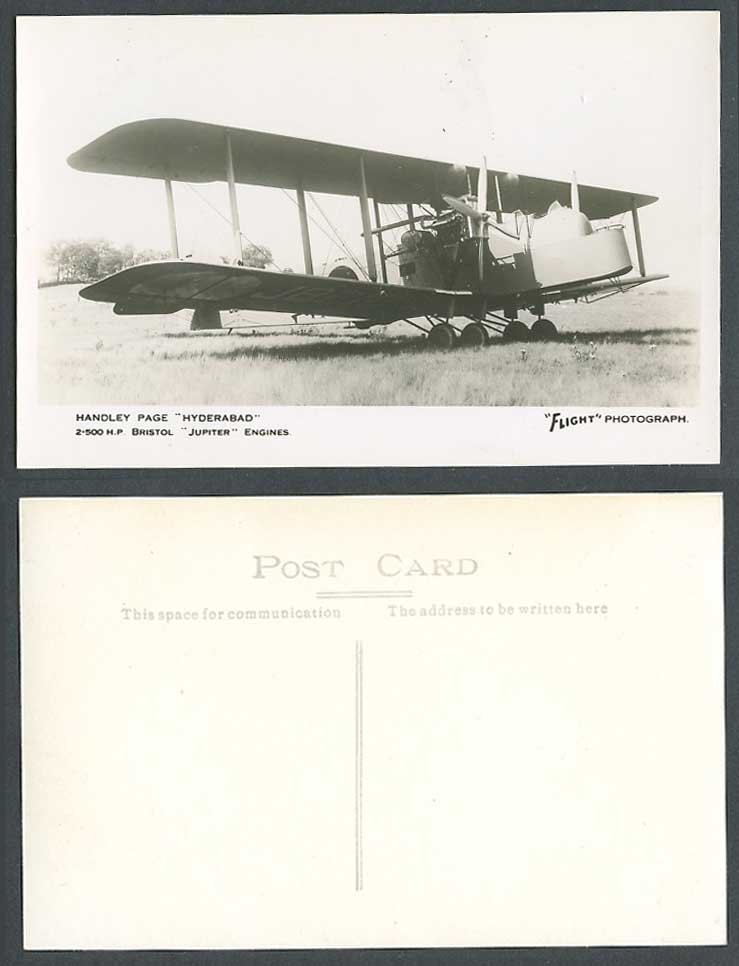 Handley Page Hyderabad 2-500 H.P. Bristol Jupiter Engines, Biplane Old Postcard