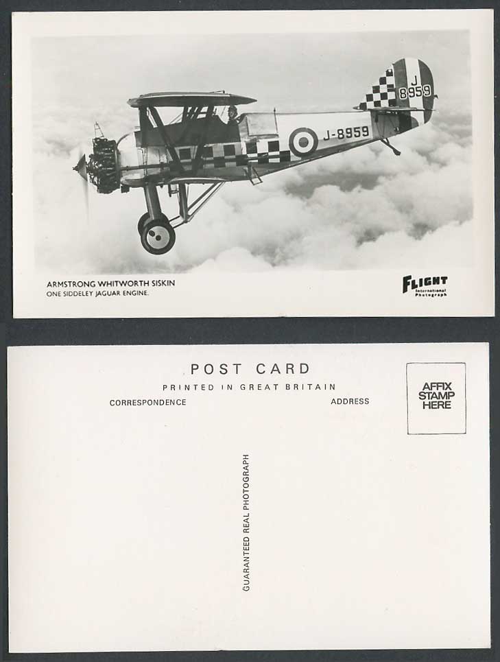 Armstrong Whitworth Siskin One Siddeley Jaguar Engine Biplane Old Photo Postcard