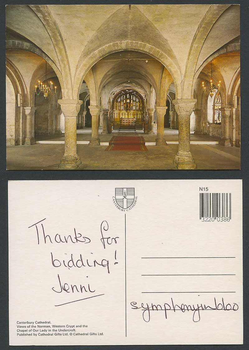 Canterbury Cathedral Norman Western Crypt Chapel of Our Lady Undercroft Postcard