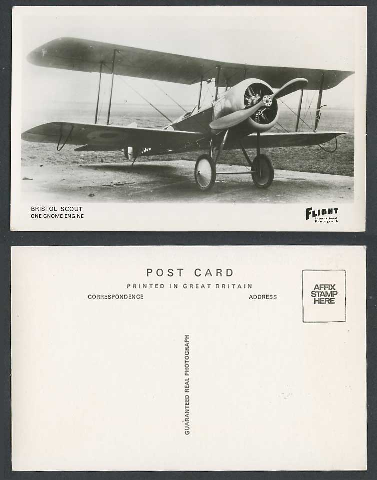 Bristol Scout, One Gnome Engine, Biplane Racing Aircraft Old Real Photo Postcard