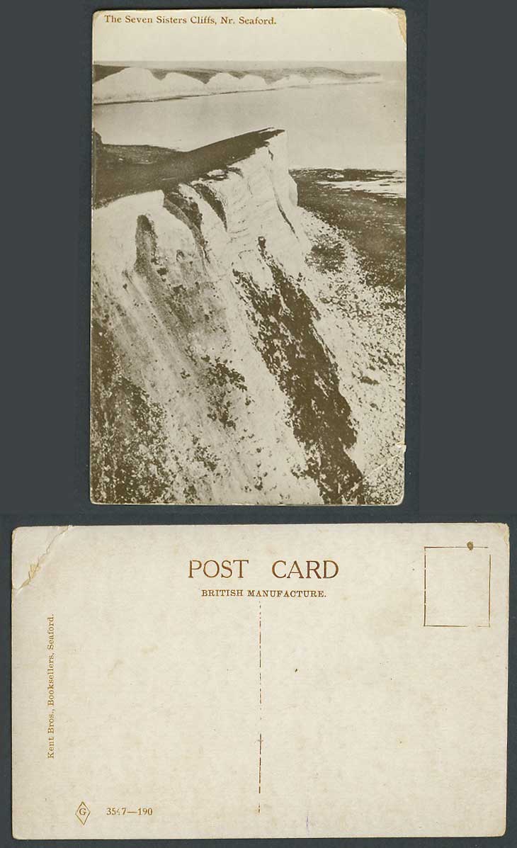 The Seven Sisters Cliffs near Seaford White Chalk Cliff East Sussex Old Postcard