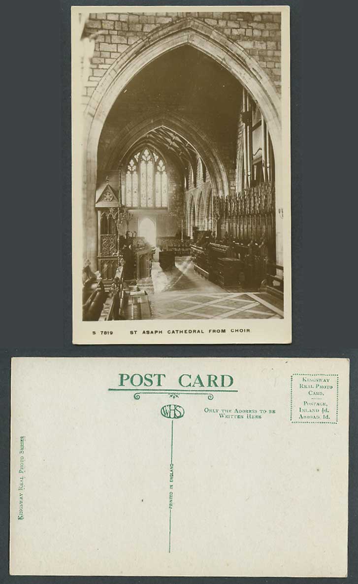 St. Asaph Cathedral from Choir Stained Glass Window Denbighshire Old RP Postcard