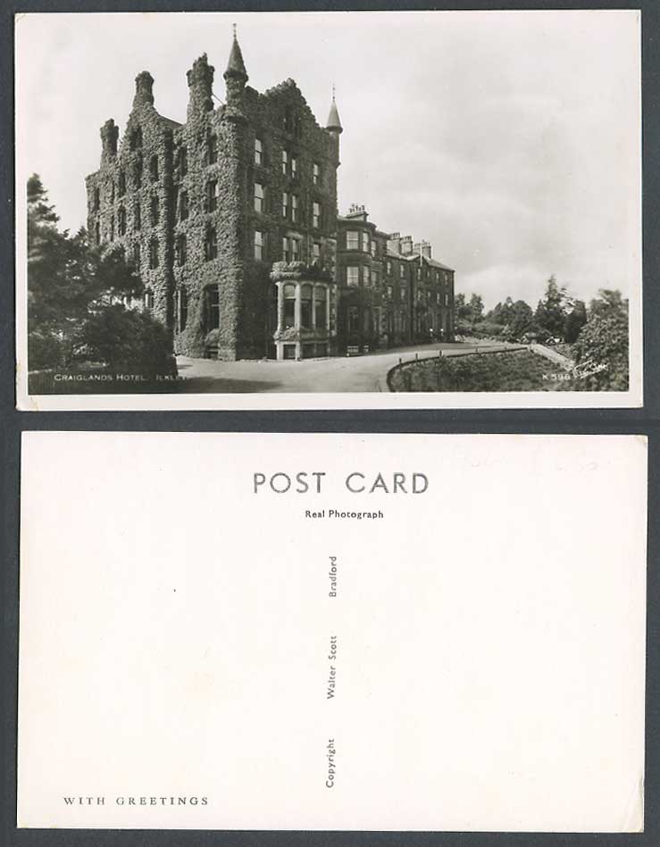 Ilkley Craiglands Hotel Yorkshire Old Real Photo Postcard With Greetings W Scott