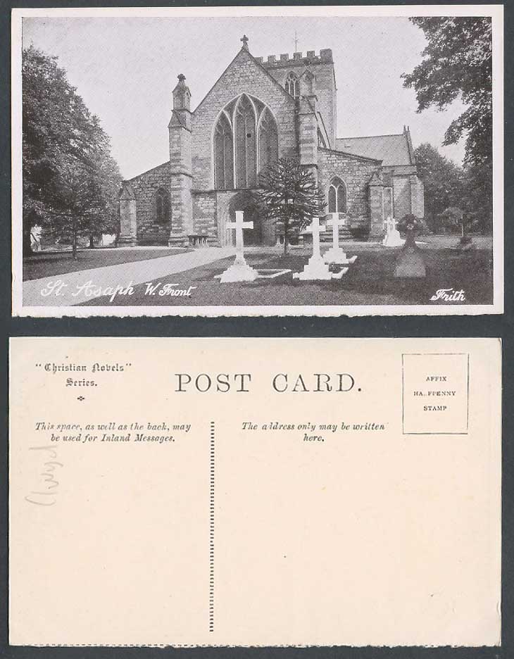 St. Asaph Cathedral West W. Front, Churchyard, Crosses Denbighshire Old Postcard