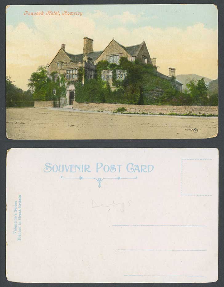 Rowsley The Peacock Hotel Bldg Derbyshire Old Colour Postcard Valentine's Series
