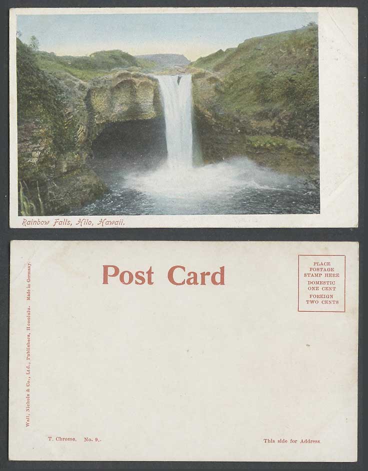 Hawaii Hilo USA Old Colour Postcard Rainbow Falls Waterfalls Hawai'i State Parks