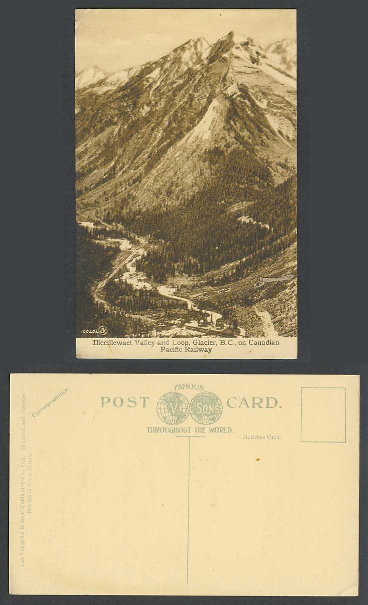Canada Old Postcard Illecillewaet Valley & Loop Glacier Canadian Pacific Railway