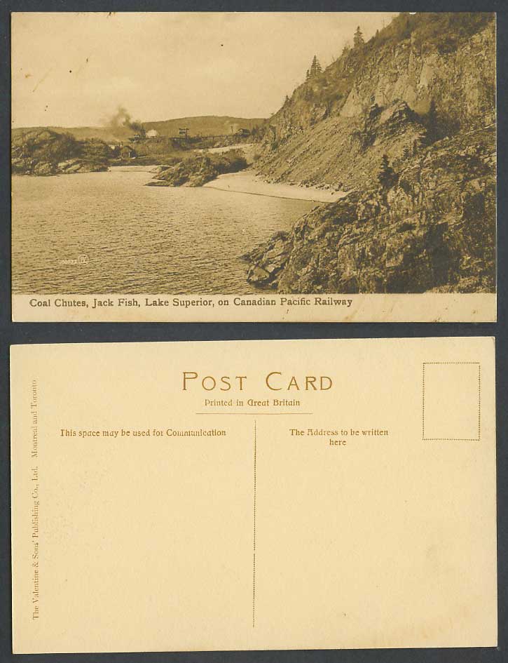 Canada Old Postcard Coal Chutes Jack Fish Lake Superior Canadian Pacific Railway