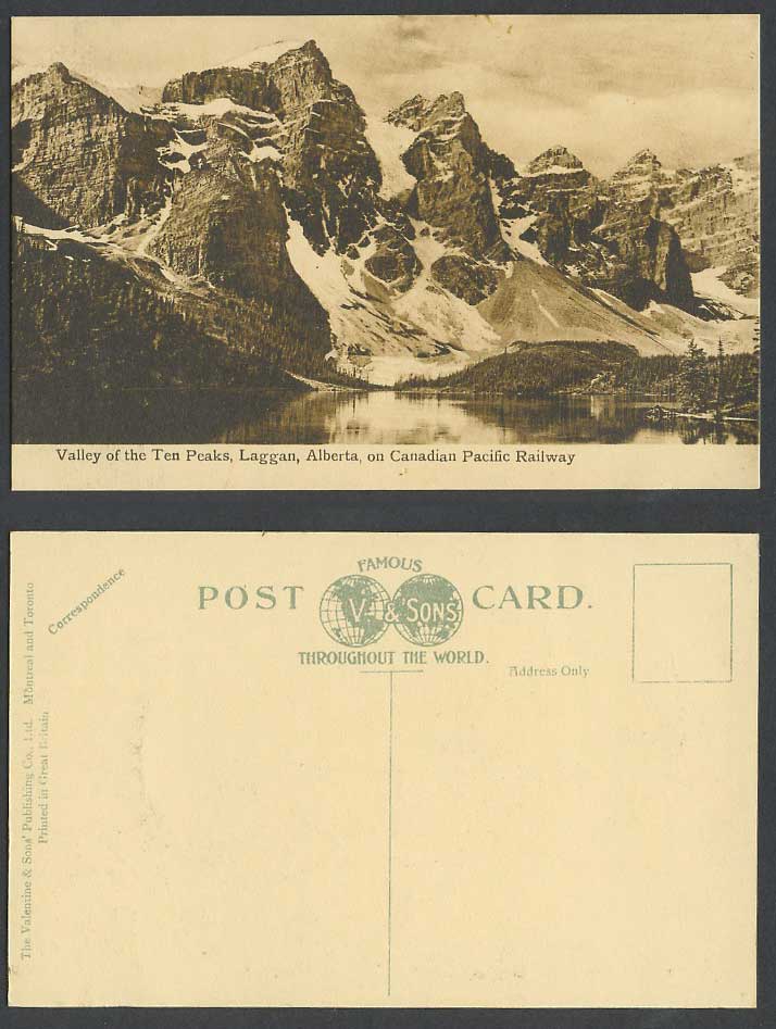 Canada Old Postcard Valley of Ten Peaks Laggan Alberta, Canadian Pacific Railway