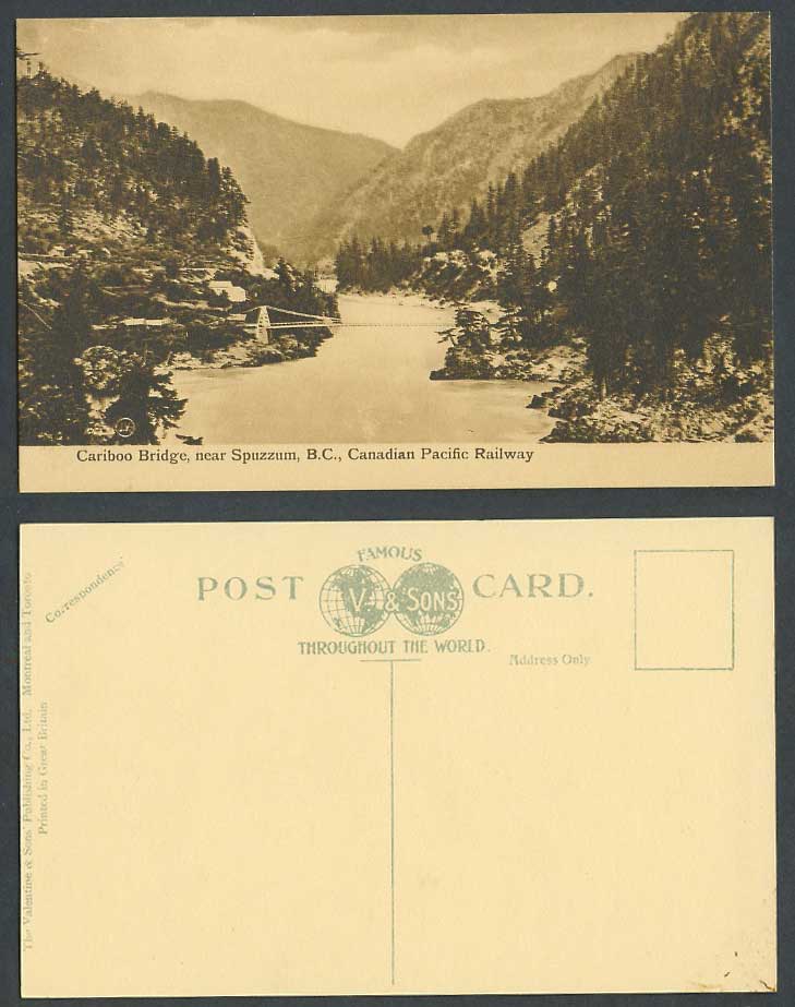 Canada Old Postcard Cariboo Bridge n Spuzzum River B.C. Canadian Pacific Railway